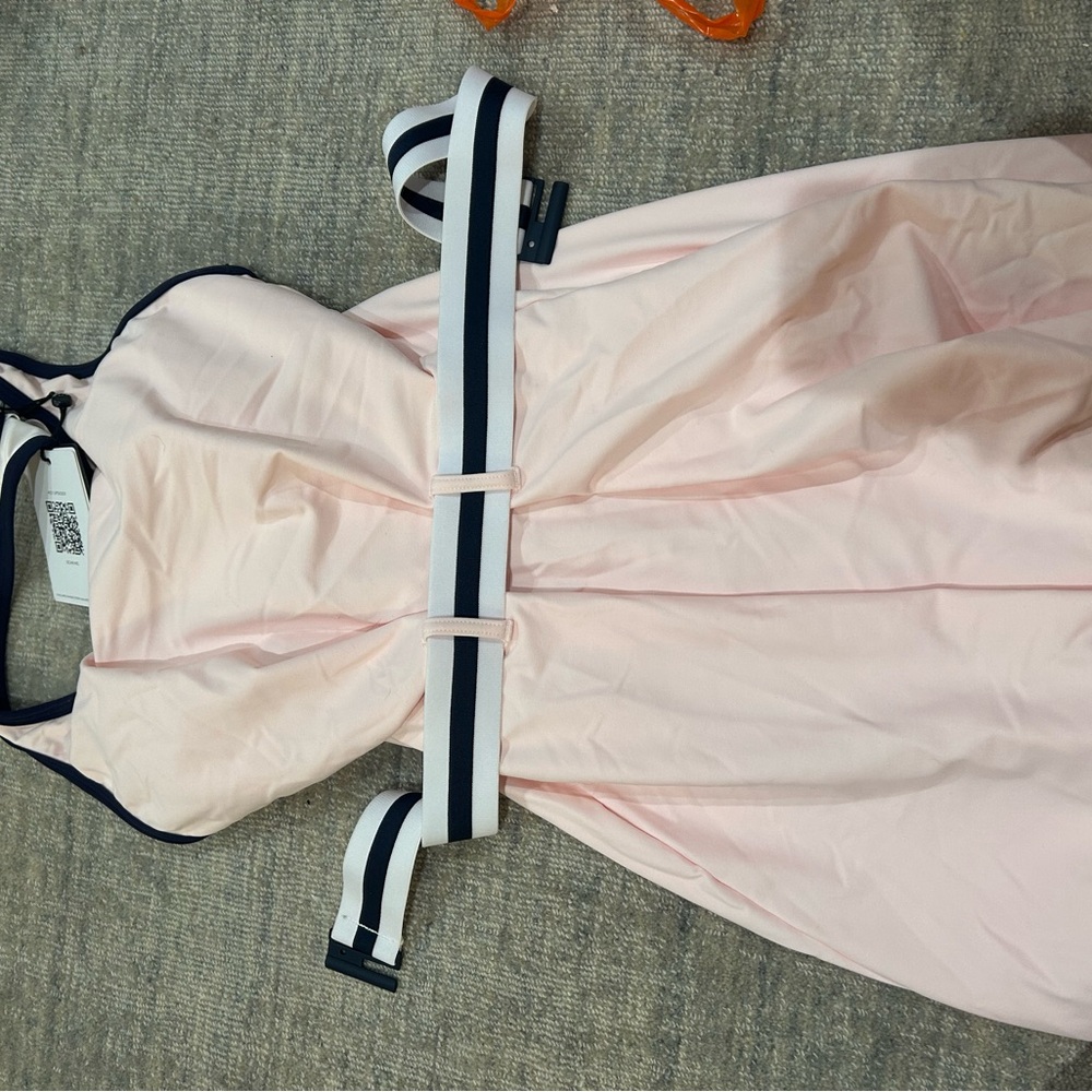 The Upside Pink Dress with Navy Trim